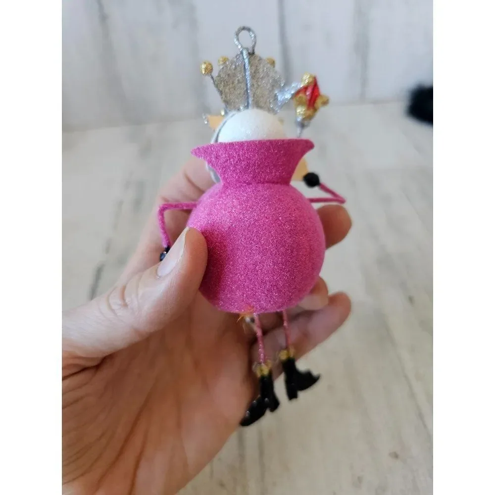 Pier 1 King glitter ornament‎ valentine jester unique vintage pink Xmas tree